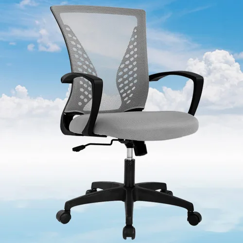 Miniatura 15 de Silla de oficina en casa, silla de escritorio ergonómica, respaldo medio, silla de computadora de PC con soporte lumbar y reposabrazos, silla