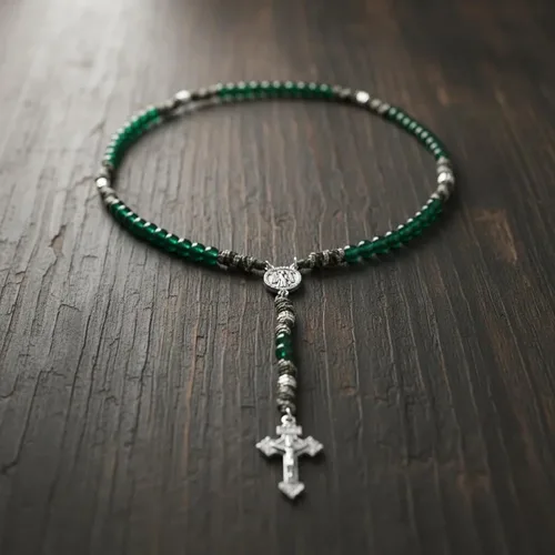 Miniatura 9 de Nazareth Store Rosario de cuerda de paracaídas de San Miguel, collar de rosario resistente y rosario de una década, cuentas de piedra natural