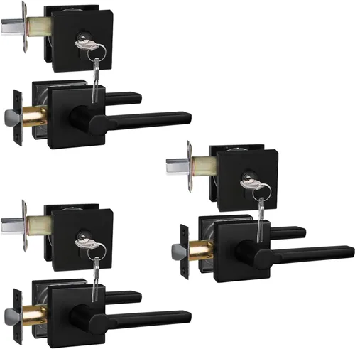 Miniatura 53 de NEWBANG Palanca de puerta de cama/baño para privacidad Baño e interior Manija de cerradura de puerta en negro mate envejecido, HD1601-DB-BK-1P
