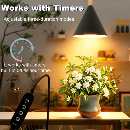 Miniatura 4 de Luces colgantes de cultivo para plantas de interior, lámpara de plantas de espectro completo de 20 W con temporizador, altura ajustable, luz