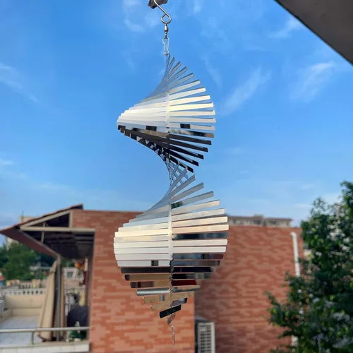 Miniatura 10 de Molinillo de viento para jardín, decoración de interiores y exteriores, decoración colgante de metal 3D, forma de gotas de agua, esculturas de Gotas