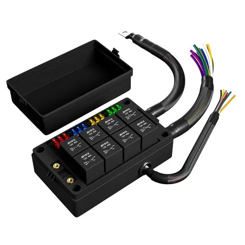 DaierTek Caja de Fusibles y Bloque de Relés de 12V, 8 Relés 12 Fusibles de Cuchilla ATC/ATO Panel Precableado a Prueba de Polvo Caja de Fusibles y
