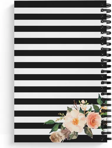 Miniatura 7 de Cuaderno/diario personalizado floral clásico, tapa suave laminada, 120 páginas de su papel seleccionado, coloque espiral plana de alambre.
