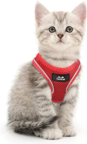 Miniatura 10 de TwoEar Arnés de gato a prueba de escape, suave chaleco ajustable para perro, de malla transpirable, chaqueta reflectante de fácil control para Negro