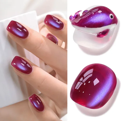 Miniatura 11 de Double Rhythm Esmalte de gel Jelly Glass de ojo de gato con imán, 0.5 onzas líquidas, brillo holográfico, brillante, translúcido