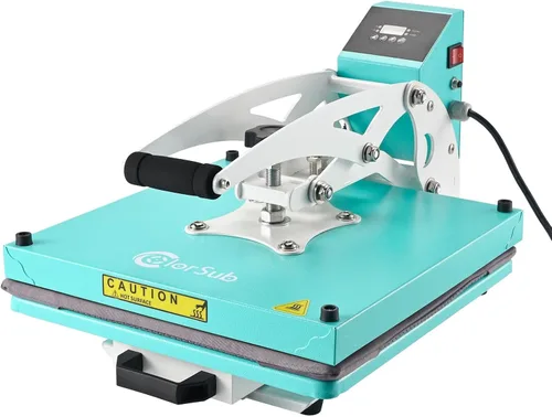 Miniatura 2 de ColorSub 15x15 Prensa Térmica para Camiseta con Cajón Deslizante, Máquina de Prensa Térmica para Sublimación, Azul Verde Lado hacia fuera-verde