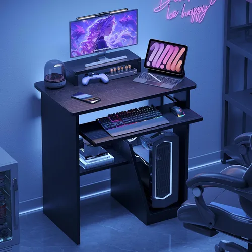 Miniatura 2 de Escritorio pequeño para computadora de 30 pulgadas con soporte para CPU, para oficina en casa, escritorio para computadora portátil con estante