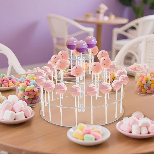 Miniatura 7 de YestBuy Soporte de exhibición para pastelillos con 30 agujeros, soporte de 3 niveles para piruletas para bodas, fiestas de cumpleaños, aniversarios