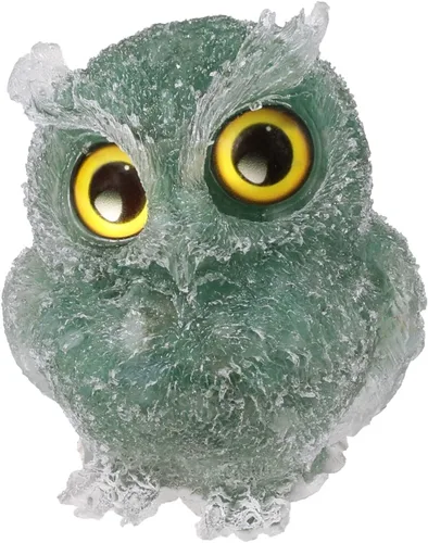 Miniatura 10 de mookaitedecor Estatua de búho de obsidiana negra, escultura de estatua de búho nocturno, adorno de cristal para escritorio, oficina, decoración