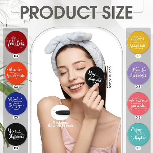 Miniatura 2 de Kigley 24 piezas de CNA Week Gifts - Espejo compacto inspirador para mujer, espejo de bolso de 2.8 pulgadas, regalo motivacional positivo de oficina