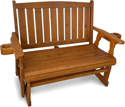 Miniatura 10 de Fortune Candy Planeador de madera para patio para una persona, con respaldo alto y asiento contorneado profundo, madera de abeto maciza, resistente
