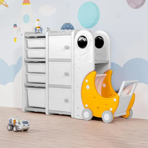 Miniatura 8 de duke baby Organizador de almacenamiento de juguetes de 3 capas para niños con 10 contenedores de almacenamiento, 3 gabinetes de juguetes