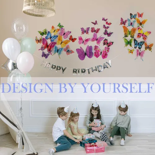 Miniatura 3 de OPSEAM - Calcomanías 3D de mariposa, 24/48 unidades, para decoraciones de pared, fiestas, con imanes (golondrina, 24)