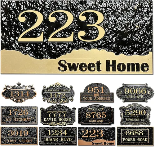 Miniatura 36 de Placa personalizada de dirección de casa, letrero de dirección de nombre de calle personalizado para números de casa, placa para buzón de garaje