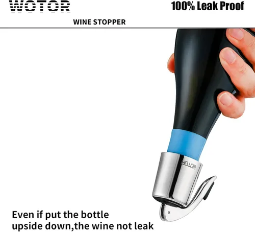 Miniatura 3 de WOTOR Tapones de vino de acero inoxidable para botella de vino, tapón con silicona reutilizable, ahorro de vino, a prueba de fugas, mantiene fresco