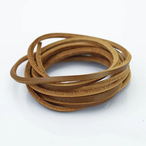 Miniatura 3 de (TM - Cordón de cuero plano genuino para zapatos Marrón claro