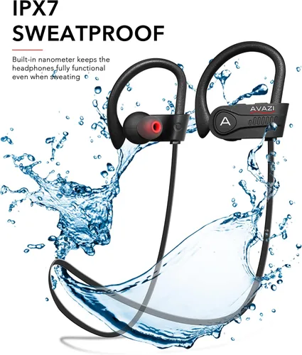 Miniatura 7 de AVAZI Auriculares inalámbricos Bluetooth 5.1, deportivos IPX7 impermeables, auriculares intrauditivos estéreo de alta fidelidad con graves más