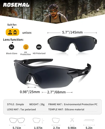 Miniatura 5 de Gafas de sol deportivas polarizadas para hombres y mujeres, jóvenes, béisbol, correr, pesca, tenis, golf, ciclismo, conducción, motor TAC UV400 TR90