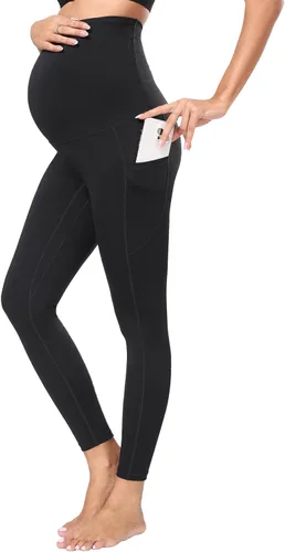 JOJOANS Leggings de maternidad sobre el vientre con bolsillos, pantalones de yoga para embarazo, ropa deportiva suave, pantalones de maternidad para
