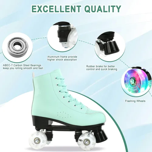 Miniatura 4 de Jessie - Patines de piel sintética ajustables de cuatro ruedas de alta calidad para mujeres, hombres, niños y niñas - Interior y exterior Rueda