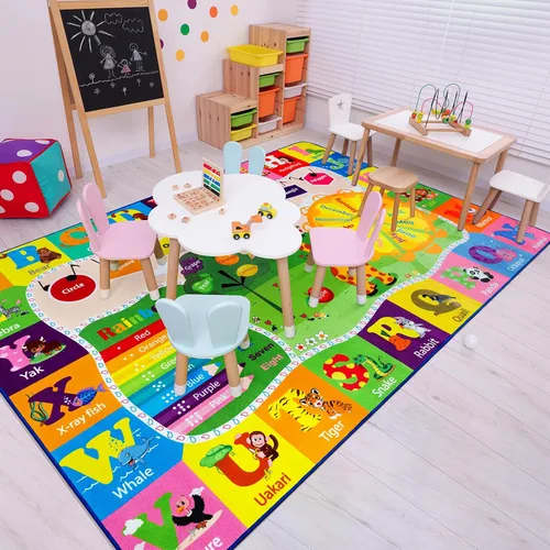 Miniatura 28 de Alfombras infantiles lavables para sala de juegos, alfombras de aprendizaje educativas y divertidas con formas de animales del alfabeto ABC