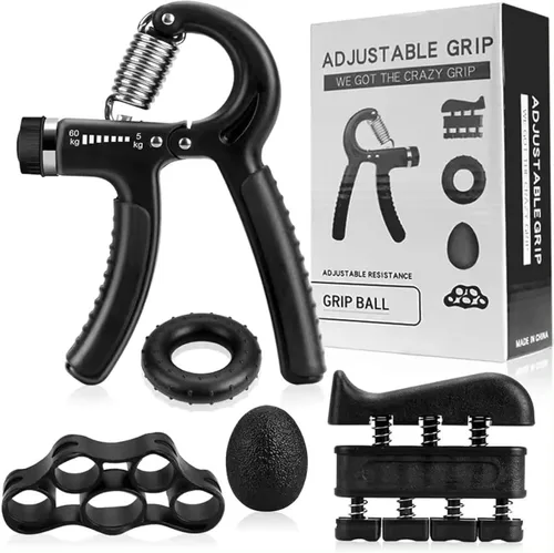 Kit de ejercicio fortalecedor de agarre de mano con 5 piezas, ejercitador de mano para hombres y mujeres, entrenador de agarre de mano, estirador de