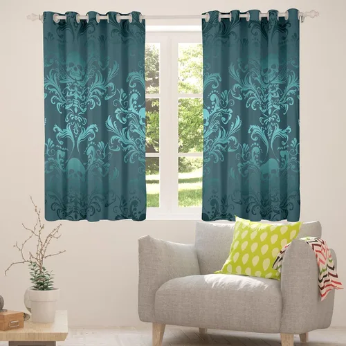 Miniatura 2 de Cortinas y cortinas de damasco turquesa para adultos, cortinas opacas barrocas victorianas antiguas, 2 paneles de 38 pulgadas de ancho x 54 pulgadas