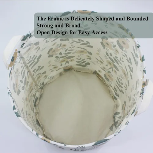 Miniatura 4 de Mziart Cesta de Lavandería Plegable, Cesta de Lavandería Grande con Estampado Floral para Bebés Niñas Niños Juguetes Organizador de Ropa Contenedor