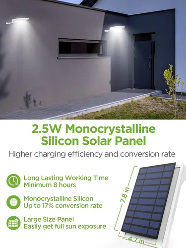 Miniatura 4 de InnoGear Luces solares de canalón para exteriores, 80 luces LED de montaje en pared con sensor de movimiento, 4 modos de funcionamiento