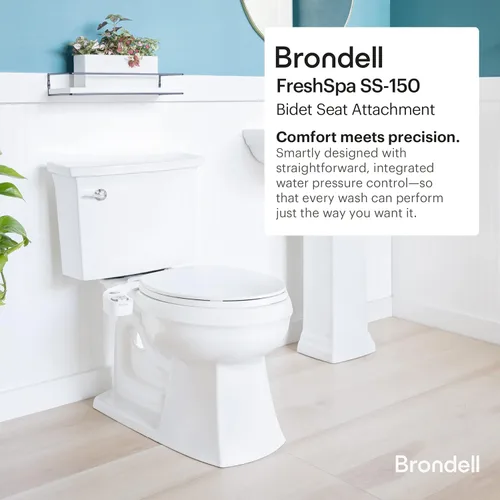 Miniatura 2 de Brondell FSP-150 FreshSpa Thinline Accesorio esencial de bidé de precisión para asientos de inodoro con presión de agua ajustable, control de brazo