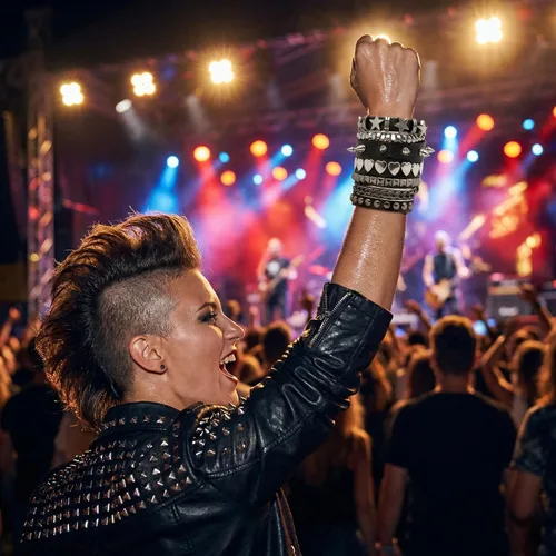 Miniatura 3 de 5 pulseras punk con tachuelas para mujeres y hombres, pulseras de remaches de metal de estilo alternativo de rock, juego de joyería hip hop