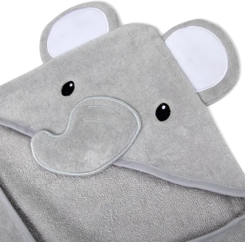 Miniatura 4 de Juego de toallas y paños con capucha de animales para recién nacidos, bebés, niños pequeños y niñas de 3 a 24 meses (elegante elefante gris)