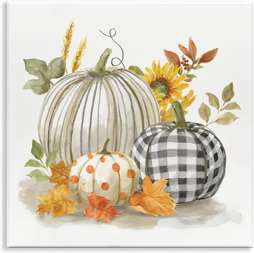 Stupell Industries Nan - Placa de pared con diseño de calabazas estampadas, 12 x 12 pulgadas, fácil de colgar y resistente, fabricada en Estados