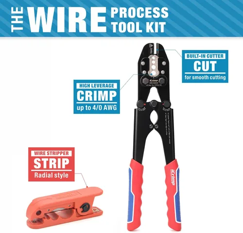 Miniatura 2 de iCrimp Kit de Herramientas de Engaste de Terminales de Cable de Batería para Terminales de Anillo de Cobre AWG 8, 6, 4, 2, 1, 1/0, 2/0, 3/0, 4/0