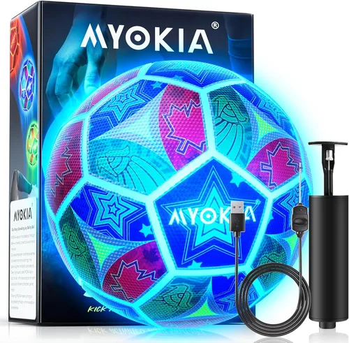 Balón de fútbol recargable con luz, tamaño 5, RGB tricolor, brilla en la oscuridad, para niños y adolescentes de 3 a 15 años, regalo deportivo para