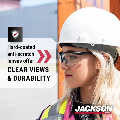 Miniatura 5 de Jackson Safety SG - Lentes de seguridad para hombres y mujeres, lentes antiarañazos con marco negro, ANSI Z87.1, paquete de 3 (varios estilos)