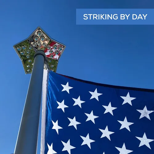 Miniatura 2 de Solar Star - Luz patriótica para mástil de bandera – Luz de poste de bandera de montaje superior con doble batería y paneles solares más grandes