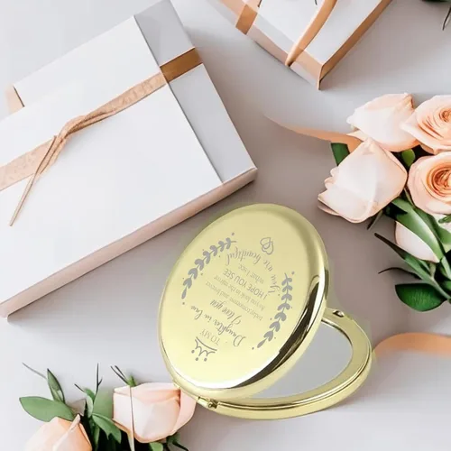 Miniatura 4 de Soulpetals Regalos para nuera, espejo compacto para nuera, regalos de suegra para boda, cumpleaños, Navidad (dorado)
