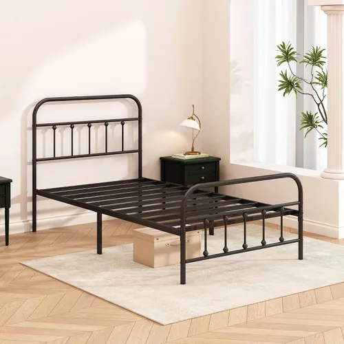 Miniatura 6 de Kujielan Marco de cama de metal: marco de cama individual estructuralmente estable con listones de acero resistente, no necesita somier para una