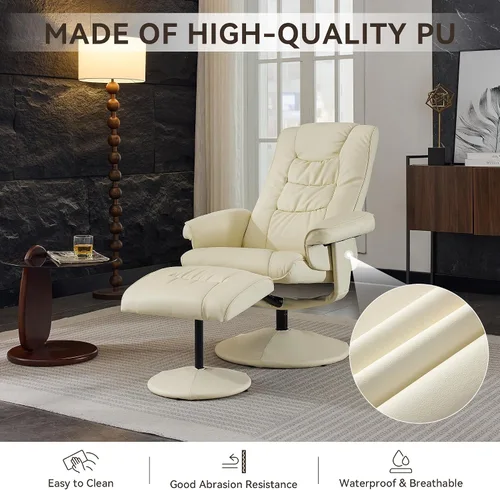 Miniatura 7 de Silla reclinable con otomana, silla de masaje giratoria de 360° con reposapiés, masaje de vibración de 5 puntos, calefacción de asiento y respaldo