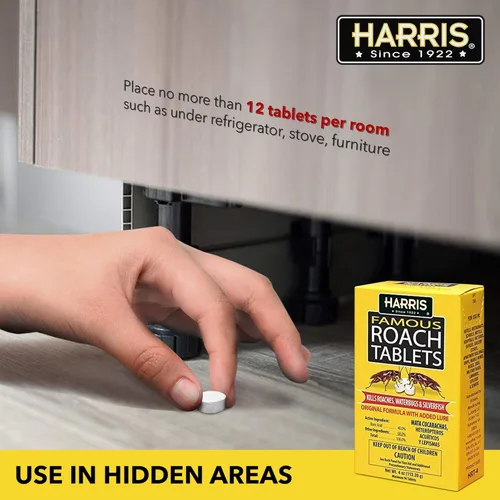 Miniatura 5 de Tabletas para cucarachas Harris, polvo mata cucarachas de ácido bórico con señuelo para insectos (4 oz, 96 tabletas)