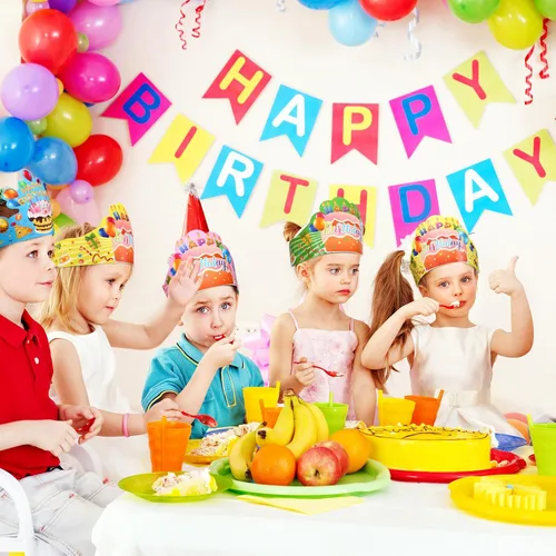 Miniatura 6 de Zonon 36 coronas de cumpleaños para niños, ajustables, coloridos, sombreros de feliz cumpleaños para fiestas escolares