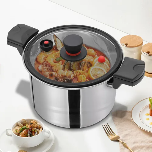 Miniatura 7 de Olla a presión de 7L/6.35 cuartos de galón, olla a presión de acero inoxidable 201 con válvula de limitación de presión y esponja, utensilios