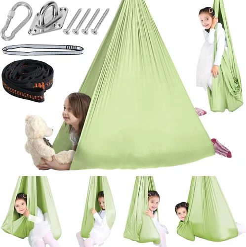 Miniatura 8 de Chihee Columpio Sensorial Terapéutico Hamaca para Interiores y Exteriores para Niños, Herrajes Incluidos, Columpio Suave y Transpirable de Nailon