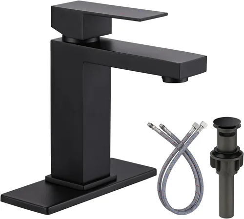 Grifo de baño negro ARCORA Grifo negro mate para lavabo de baño Grifo de baño moderno de un solo agujero con líneas de suministro cUPC y desagüe