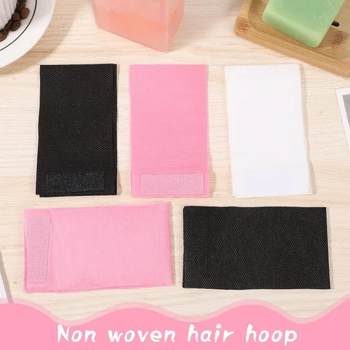 Miniatura 2 de Pimoys 30 diademas desechables para tratamientos faciales, cuidado de la piel de las mujeres, maquillaje, baño, deporte, blanco, negro, rosa