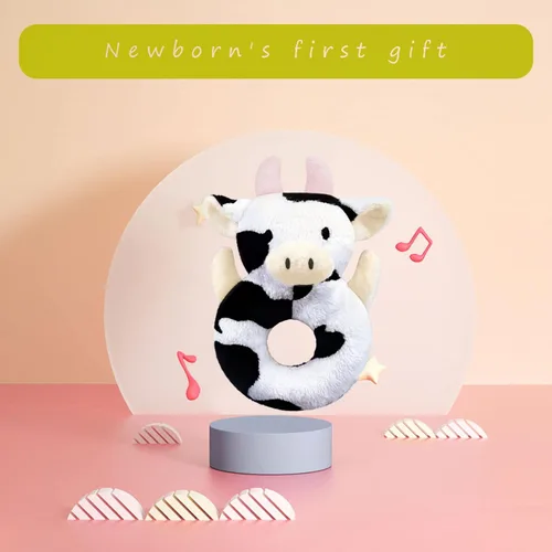 Miniatura 3 de Juguete suave de sonajero de vaca bebé, ganado lechero de felpa para bebés, juguete de peluche fácil de agarrar, regalos para recién nacidos, bebés