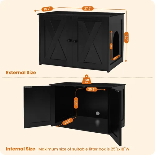 Miniatura 4 de Caja de arena para gatos Dwanton, mueble oculto para caja de arena para gatos, entrada reversible puede estar en el lado izquierdo o derecho, baño