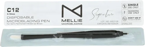 Miniatura 6 de M Mellie's Signature Microblading - Bolígrafo de cejas desechable con hoja esterilizada, agarre de goma cómodo y esponja de pigmento para Hermanos