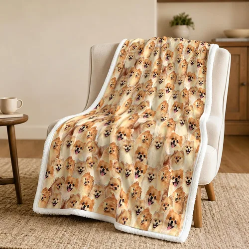 Miniatura 52 de BlessLiving Golden Retriever - Manta con patrones densos de perros, manta de forro polar Sherpa para sofá cama, manta suave y acogedora